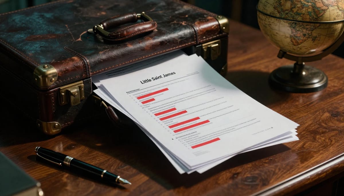 Close-up, photorealistic style illustration of a stack of leaked emails and legal documents on a table. A heavy judge's gavel rests on top of them, but the wood of the gavel is cracking/splintering, symbolizing a broken justice system. Dark, muted colors with a single spotlight on the documents.