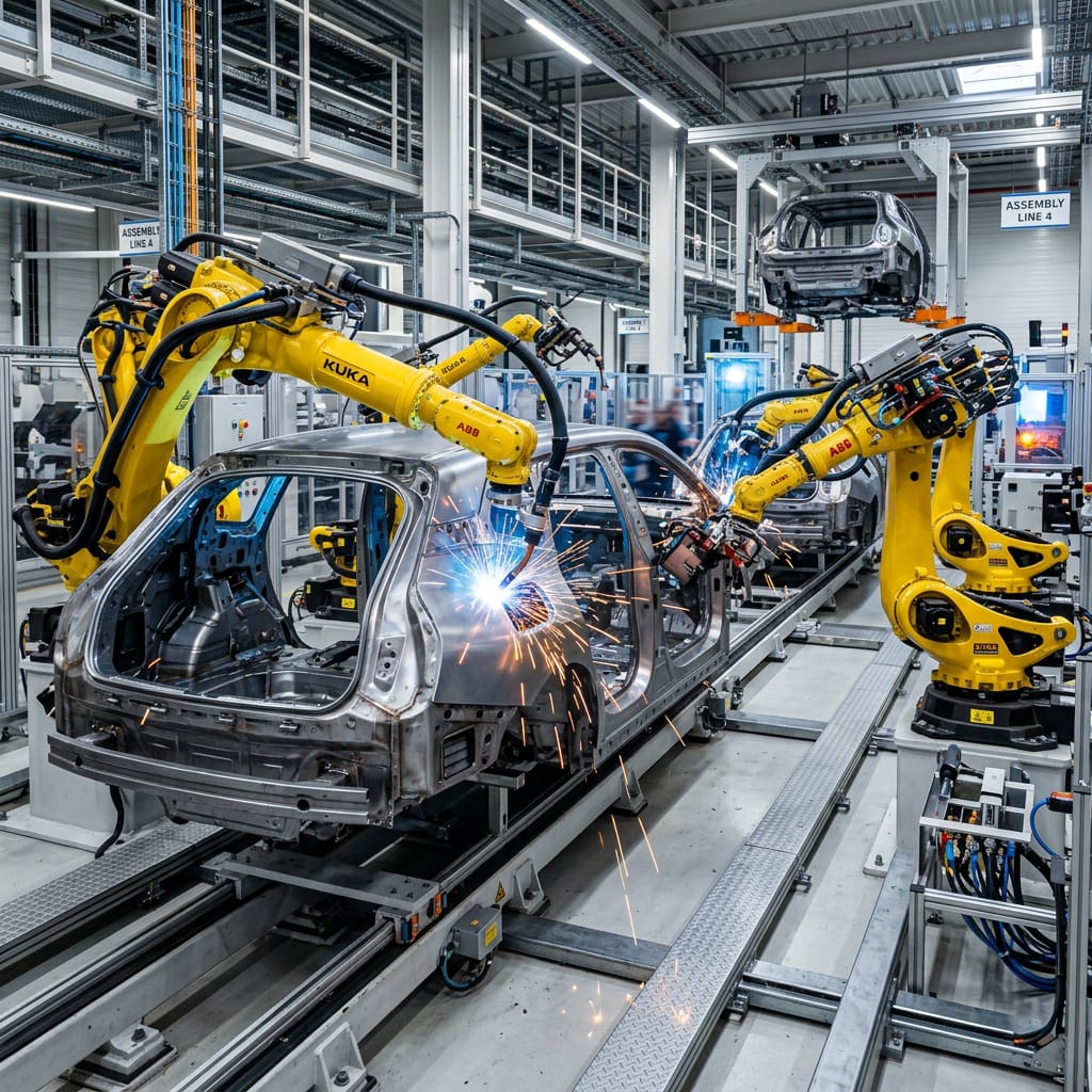 Nærbilde av et amerikansk flagg foran en industriell bakgrunn.