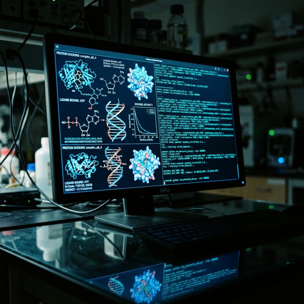 Nærbilde av en laboratorie-petriskål med digitalt overlegg av binærkode.