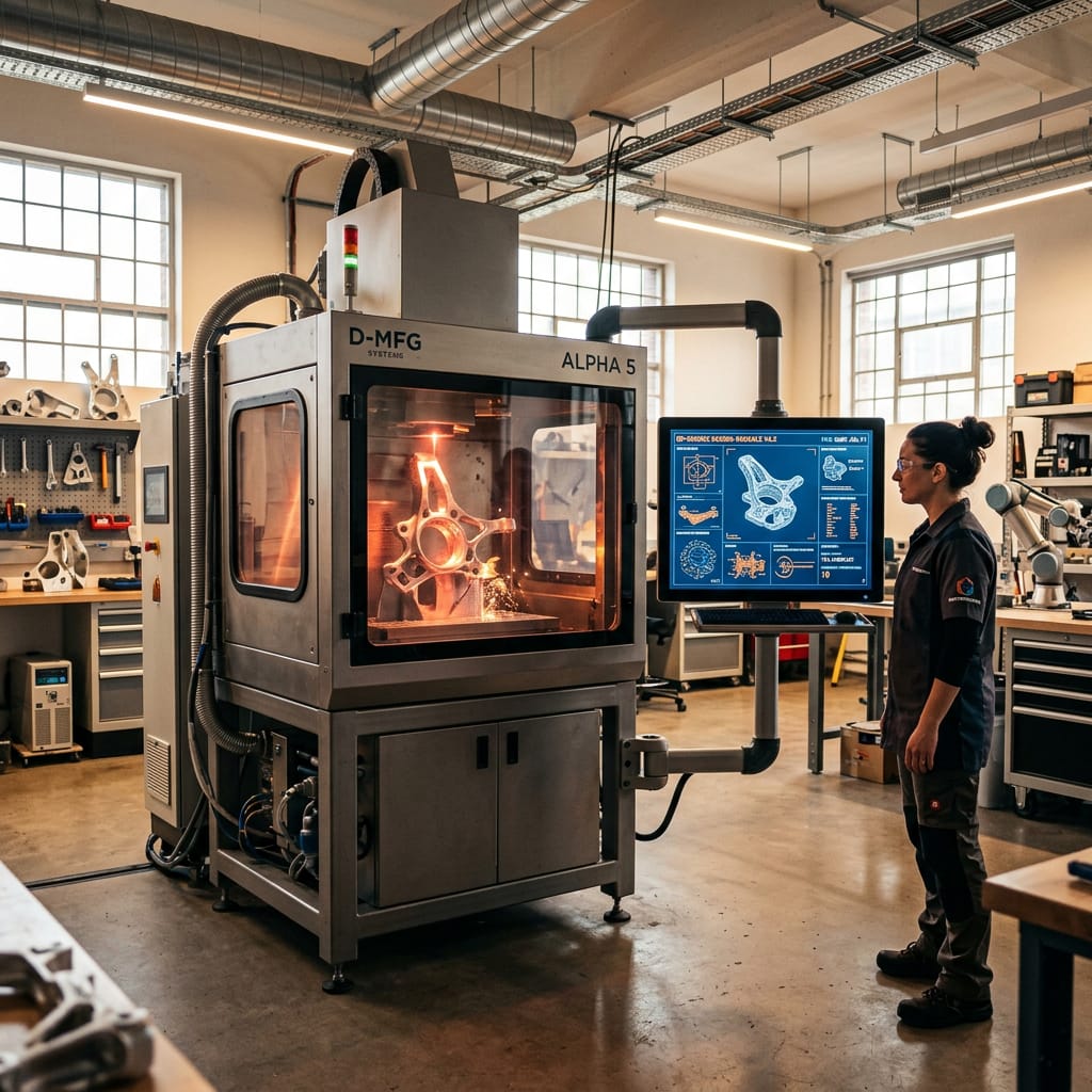 En robotarm i en moderne bilfabrikk utfører presisjonsarbeid.