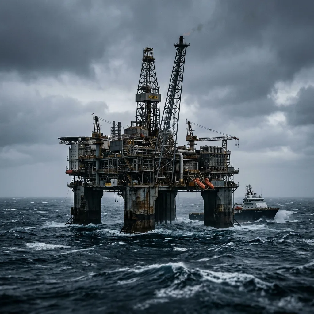 Nærbilde av en tekniker som jobber på en kontrollmodul på en norsk gassplattform.
