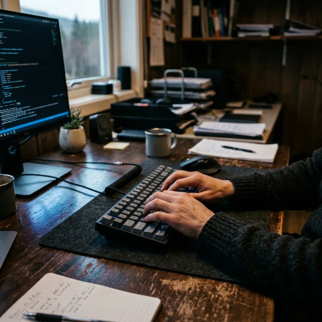 Nærbilde av en dataskjerm som viser kodelinjer og nettverkstrafikk i en terminal.