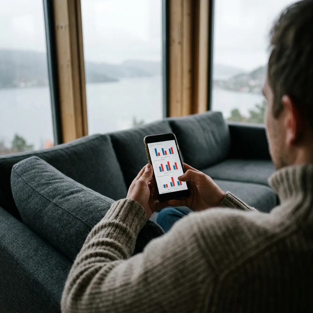 En person som går forbi en moderne kontorbygning i glass i Oslo i gråvær