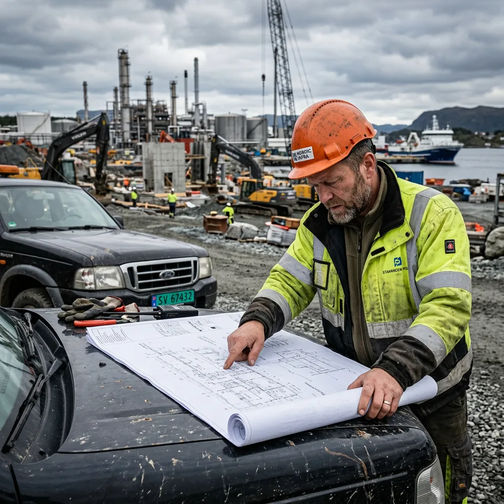 En oljeplattform i Nordsjøen sett fra avstand i grov sjø.