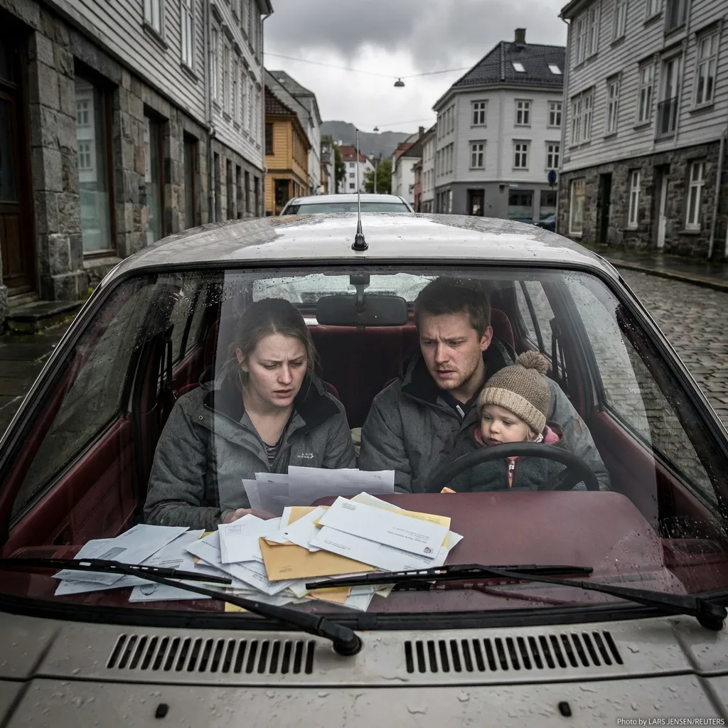 Nærbilde av en AutoPASS-brikke montert i frontruten på en bil.