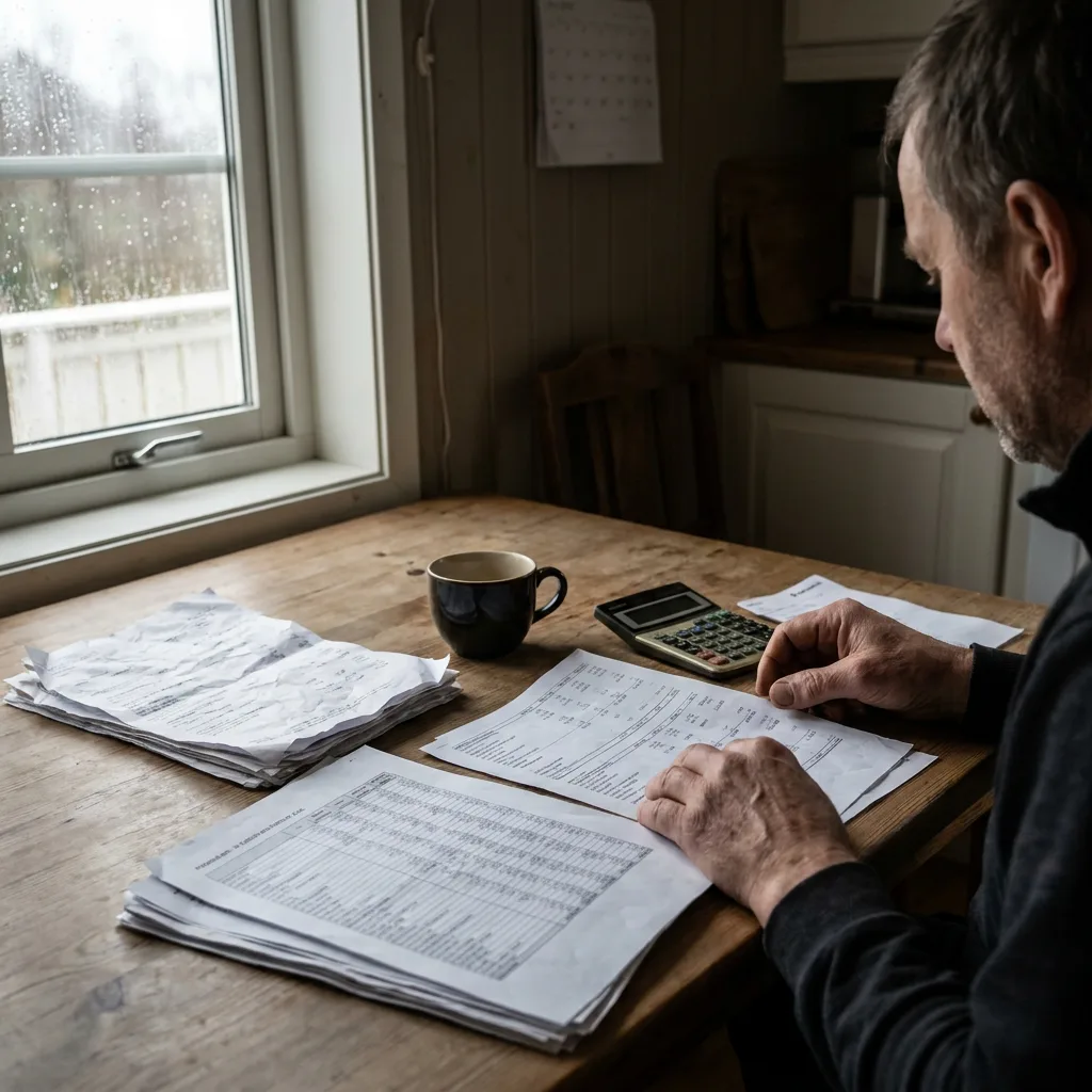 En ingeniør sett bakfra som ser ut over et industriområde i overskyet dagslys.