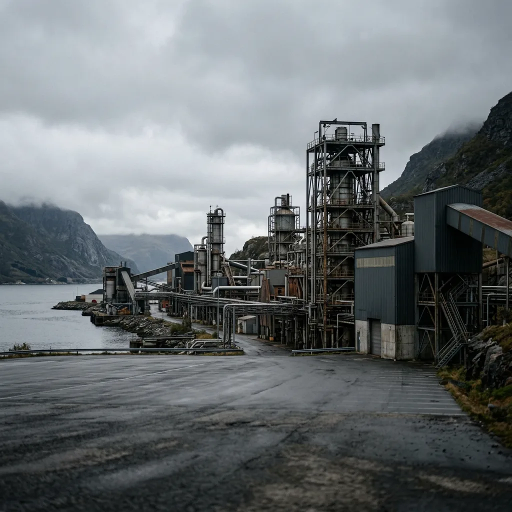 Et tomt kontorlokale med utsikt over Oslofjorden, minimalistisk interiør, dempede farger.